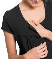 Practical Women's Nursing Nightgown/Maternity Nightdress/Maternity Nightwear in Cotton 943160 Black