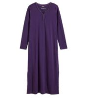 Cozy Women's Nightdress with Slit, Lace Nightdress, Cotton Dress 961576 Violet