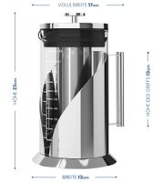 Cafe du Chateau Cold Brew Coffee Maker 1 Liter Iced Coffee Maker Filter Made of 304 Stainless Steel BPA-Free Coffee Machine Silver