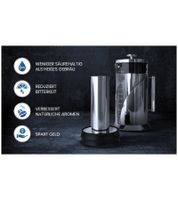 Cafe du Chateau Cold Brew Coffee Maker 1 Liter Iced Coffee Maker Filter Made of 304 Stainless Steel BPA-Free Coffee Machine Silver