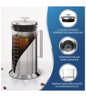 Cafe du Chateau Cold Brew Coffee Maker 1 Liter Iced Coffee Maker Filter Made of 304 Stainless Steel BPA-Free Coffee Machine Silver