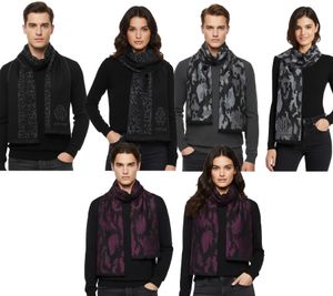 edler roberto cavalli Schal für Damen und Herren Halstuch aus reiner Wolle Schwarz/Grau, Schwarz/Rot oder Grau/Schwarz
