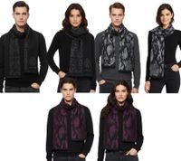 edler roberto cavalli Schal für Damen und Herren Halstuch aus reiner Wolle Schwarz/Grau, Schwarz/Rot oder Grau/Schwarz