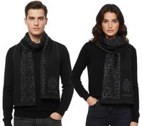 edler roberto cavalli Schal für Damen und Herren Halstuch aus reiner Wolle Schwarz/Grau, Schwarz/Rot oder Grau/Schwarz