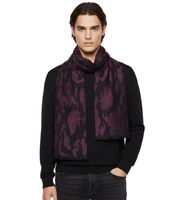 edler roberto cavalli Schal für Damen und Herren Halstuch aus reiner Wolle Schwarz/Grau, Schwarz/Rot oder Grau/Schwarz