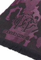 edler roberto cavalli Schal für Damen und Herren Halstuch aus reiner Wolle Schwarz/Grau, Schwarz/Rot oder Grau/Schwarz