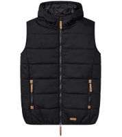Gilet trapuntato da uomo elegante con cerniera a doppio cursore, gilet mezza stagione con cappuccio, gilet in cotone 928464 Nero