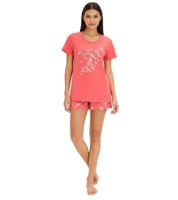 Cozy Women's Cotton Shorty Pajamas with Butterflies, Pink/White