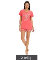 Ensemble pyjama shorty 2 pièces en coton doux pour femme, à motifs papillons, 930329 rose et blanc