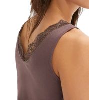 trendiger Damen Pyjama Baumwoll-Shorty mit Punkten und Spitze kurzes Schlafanzug-Set 959182 Braun/Grau