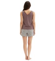 trendiger Damen Pyjama Baumwoll-Shorty mit Punkten und Spitze kurzes Schlafanzug-Set 959182 Braun/Grau