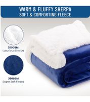 Wendbare Everlasting Comfort Plüsch-Sherpa-Fleecedecke Kuscheldecke 127 x 165 cm Blau