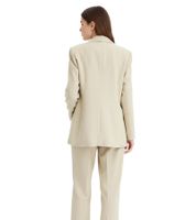 klassischer Blazer für Damen in Leinenoptik mit gestreiftem Futter Loose Fit 965058 Beige
