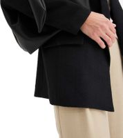 klassischer Blazer für Damen in Leinenoptik mit gestreiftem Futter Loose Fit 968952 Schwarz