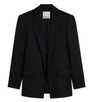 klassischer Blazer für Damen in Leinenoptik mit gestreiftem Futter Loose Fit 968952 Schwarz