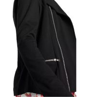 Asymmetrical Women's Biker-Style Shirt Jacket with Zipper, Knit Jacket 950216 Black
