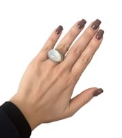 Calvin Klein Women's Ring with Oval Stone, Stainless Steel Ring in Silver or Silver/Blue