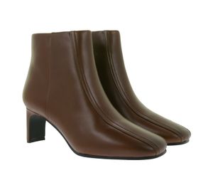 Elegante Clarks Damen Seren 55 Top British Tan Echt-Leder Absatz-Stiefelette – Klassischer Ankle-Boot 26166940 Cognac-Braun