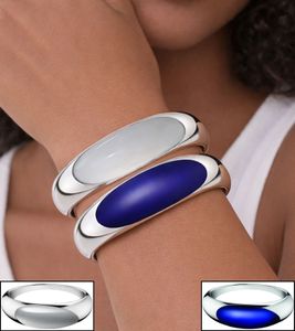 Brazalete Calvin Klein para mujer con piedra ovalada, pulsera de acero inoxidable, KJ3Q en plata/blanco o plata/azul