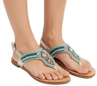 Playful Women's Boho-Style Thong Sandals Summer Shoes Flip-Flops 933399 Mint/Multicolor