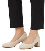 Timeless women's pumps in suede look, business shoes with block heel 954644 Beige
