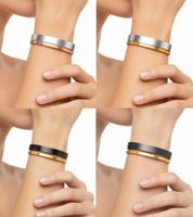 Calvin Klein Damen Armreif-Set im Zweiton-Design Edelstahl-Armband Schmuck KJ06BD2001 in Schwarz/Gold, Silber/Rosegold, Silber/Gold oder Dunkelgrau/Gold