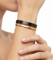 Calvin Klein Damen Armreif-Set im Zweiton-Design Edelstahl-Armband Schmuck KJ06BD2001 in Schwarz/Gold, Silber/Rosegold, Silber/Gold oder Dunkelgrau/Gold