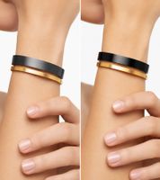 Calvin Klein Damen Armreif-Set im Zweiton-Design Edelstahl-Armband Schmuck KJ06BD2001 in Schwarz/Gold, Silber/Rosegold, Silber/Gold oder Dunkelgrau/Gold