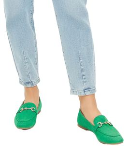 Comfortable women's loafers with cushioned insole, faux leather slip-on shoes, 957050 Opal Green