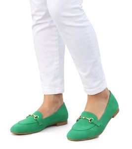 bequeme Damen Loafer-Schuhe mit gepolsterter Innensohle Leder-Imitat-Schuhe Schlupfschuhe 957050 Opal-Grün