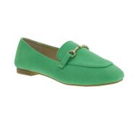 Comfortable women's loafers with cushioned insole, faux leather slip-on shoes, 957050 Opal Green