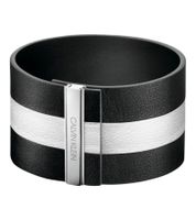 Trendy Calvin Klein women's genuine leather bracelet with a wide contrast stripe. Bracelet size XS (15cm) KJ9K in black, navy, red, or anthracite.
