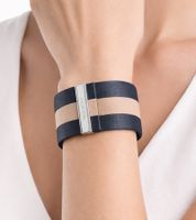 Trendy Calvin Klein women's genuine leather bracelet with a wide contrast stripe. Bracelet size XS (15cm) KJ9K in black, navy, red, or anthracite.