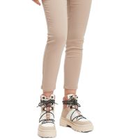 Modische Damen Stiefelette gefütterte Schnür-Boots Winter-Schuhe Desert-Boots 969448 Beige/Weiß/Rosa