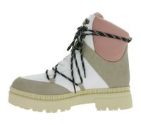 Modische Damen Stiefelette gefütterte Schnür-Boots Winter-Schuhe Desert-Boots 969448 Beige/Weiß/Rosa