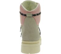 Modische Damen Stiefelette gefütterte Schnür-Boots Winter-Schuhe Desert-Boots 969448 Beige/Weiß/Rosa