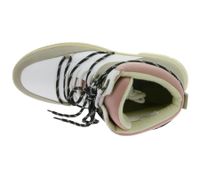 Modische Damen Stiefelette gefütterte Schnür-Boots Winter-Schuhe Desert-Boots 969448 Beige/Weiß/Rosa