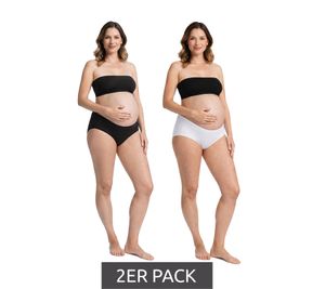 Lot de 2 culottes de grossesse en coton bio, référence 944207, blanc/noir
