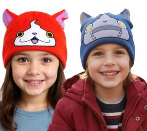 Gorro de punto Yo-kai Watch con orejas para niños Jibanyan o Robonyan, azul o naranja/rosa