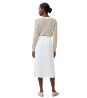 Lot de 2 jupes d'été romantiques pour femme, avec ceinture à nouer, jupe midi en pur lin blanc 905991