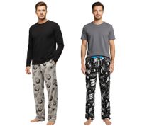 Pantalon de pyjama homme RE:COVERED, imprimé Star Trek ou Star Wars, 100% coton, gris ou noir/blanc