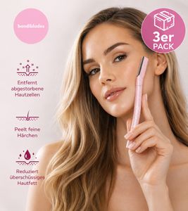 3er Pack bondiblades Damen Derma Razor Dermaplaning-Rasierer zur entfernung von Flaumhaaren Gesichtsrasierer Rosa