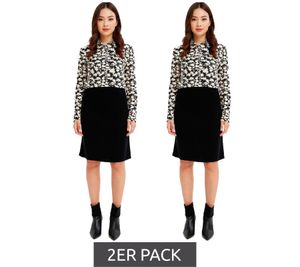 Lot de 2 jupes midi évasées pour femme, jupe en maille élégante noire 970081