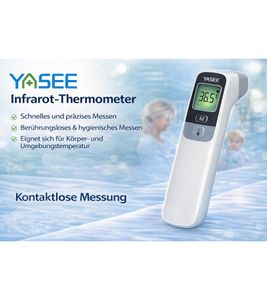 YASEE YS-TWA-1 Infrarot-Thermometer mit Signalton bei Fieber oder erhöhter Temperatur Stirn-Thermometer berührungslos Weiß