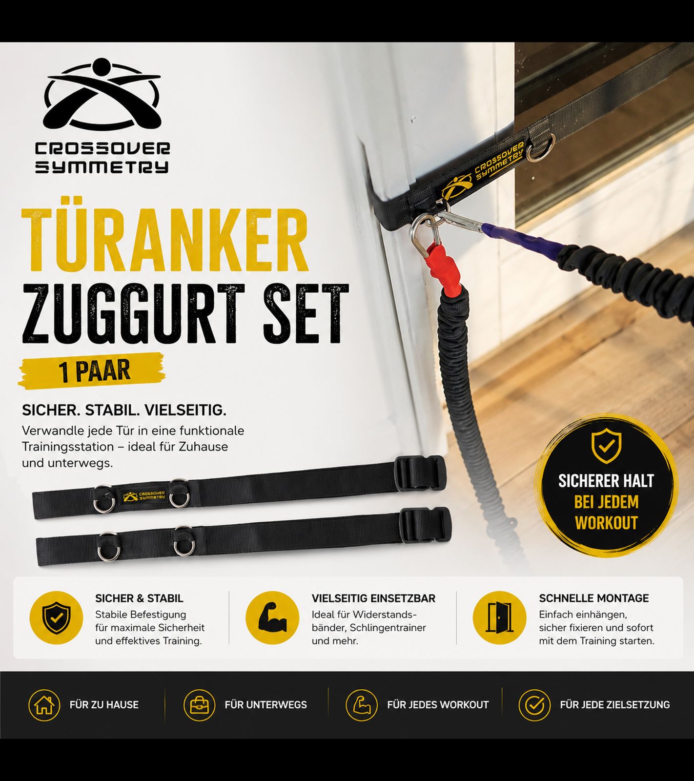 CROSSOVER SYMMETRY Türgurte mit D-Ringen für Fitness