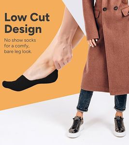 3 paia di calzini bassi alla caviglia da donna eedor, calzini invisibili antiscivolo in cotone, calzini da ginnastica, neri
