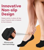 3 Pairs of eedor Women's Flat Ankle Socks, Invisible Non-Slip Cotton Socks, Sneaker Socks, Black