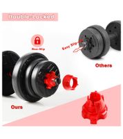 Adjustable ZERRO SPORT Dumbbell Set with Connecting Steel Tube, Long Barbells, Dumbbell Fitness Accessory, 20kg, Black/Red