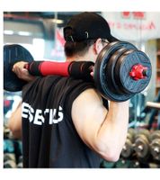 Adjustable ZERRO SPORT Dumbbell Set with Connecting Steel Tube, Long Barbells, Dumbbell Fitness Accessory, 20kg, Black/Red