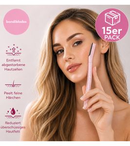 Lot de 15 rasoirs de dermaplaning Bondiblades pour femmes, pour une épilation du duvet, rasoir visage écologique, rose